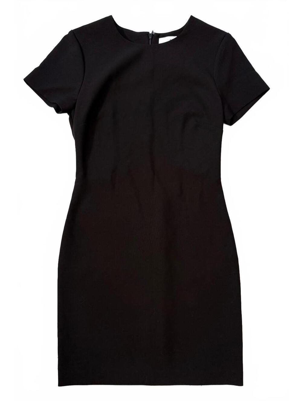 LIKELY Black Stretch Crepe Sheath Dress Size 4 Short Sleeve LBD